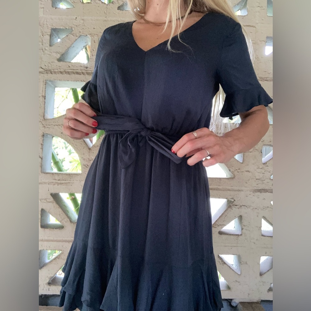Navy blue ruffle dress